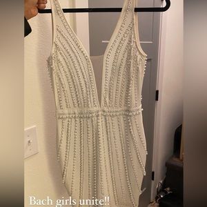 Embellished white mini dress